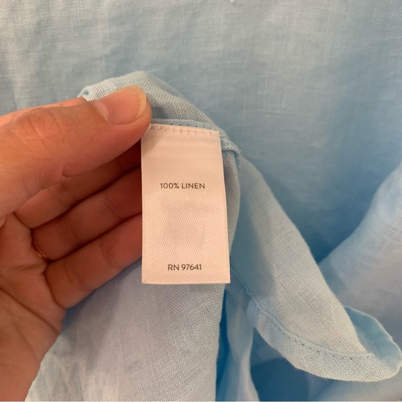 J Jill Pure Jill Linen Popover Top Light Blue Sea Lightweight Size Large Tall - Picture 9 of 13